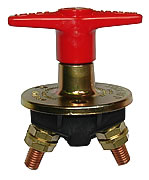 Single pole main battery switch - red handle and red cap