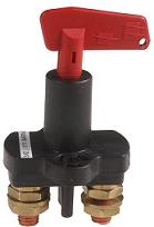 Single pole battery switch with manual control and removable red handle (OFF )