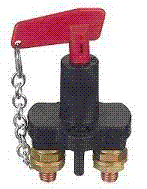 Single pole battery switch with removable red handle with chain
